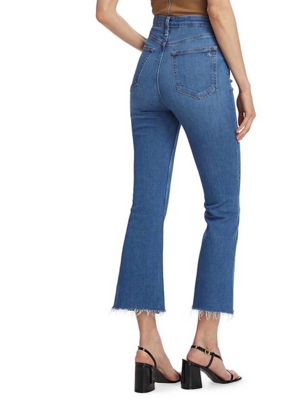 Rag & Bone Casey High Rise Ankle Flare Raw Hem Medium Wash SZ 24